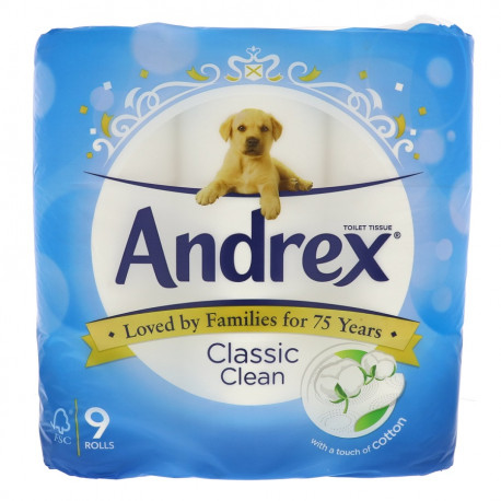 Andrex Classic 9 White Toilet Tissue...